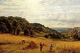 Famous Isle Paintings - Harvesting At Luccombe, Isle Of Wight